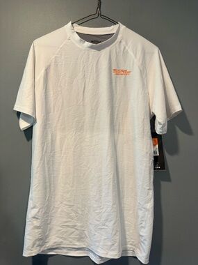 *White Short-Sleeve Performance Tee with Small Logo
